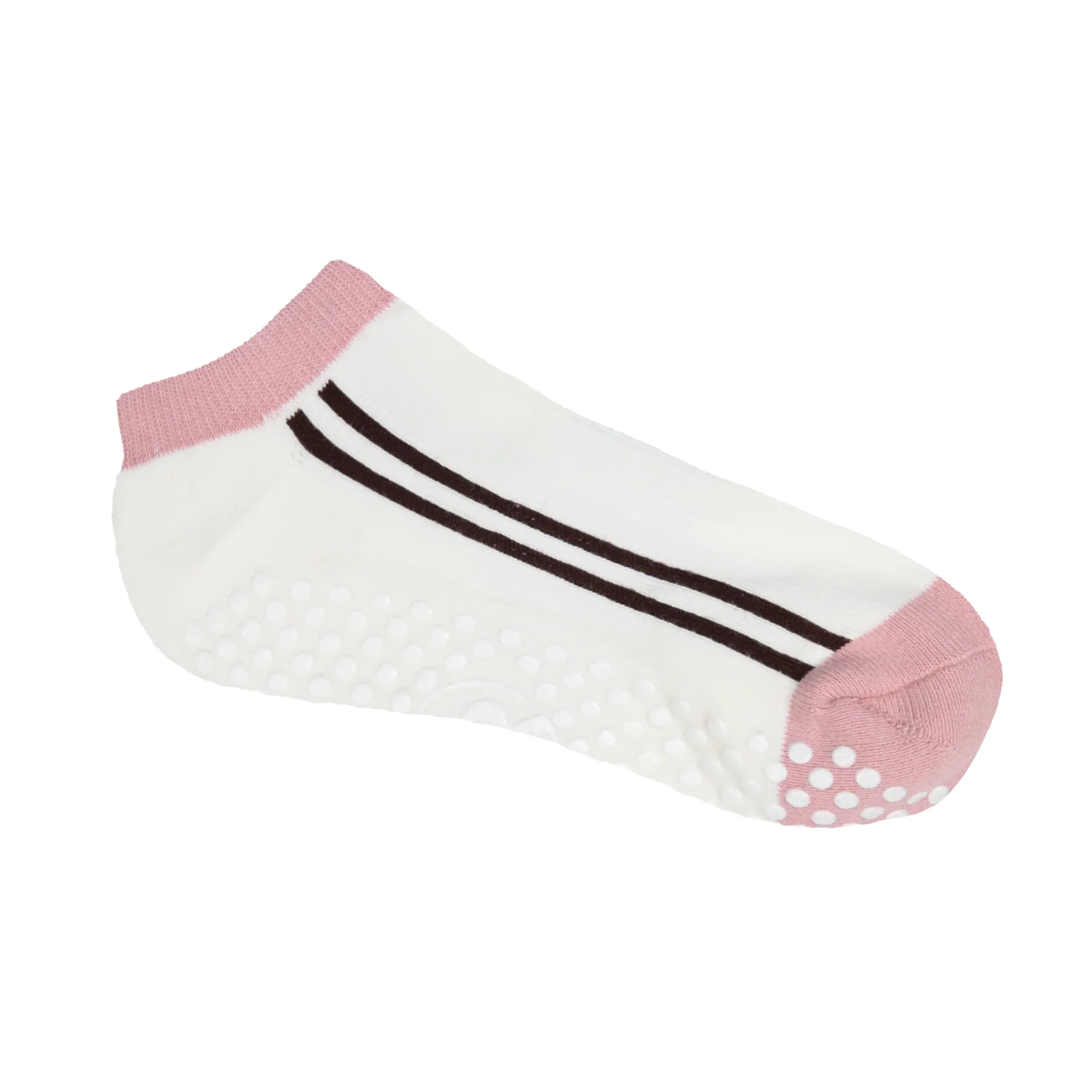 Ankle Grip Socks - Pink/Chocolate Stripe/Medium - Image 2